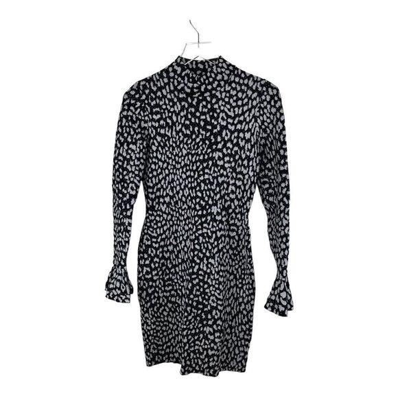 Michael Kors Metallic Cheetah Print Bell Sleeve Bodycon Dress Sz Small - Picture 3 of 12
